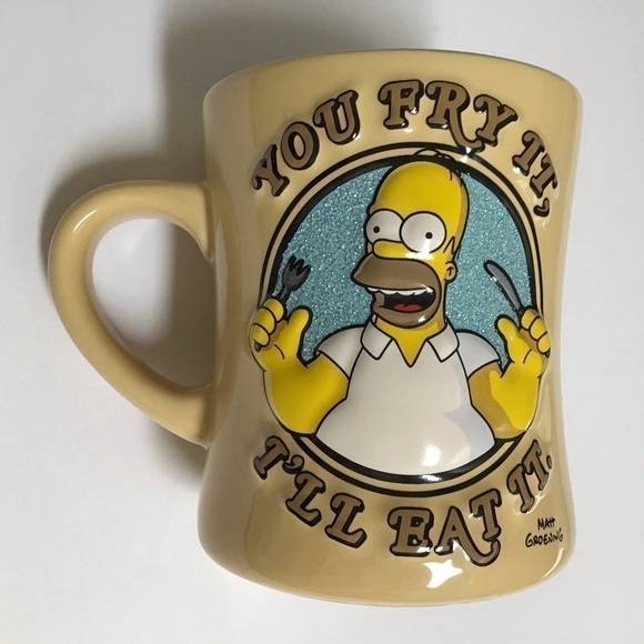 Homer Simpson 3D Coffee Mug You Fry It I’ll Eat It Universal Studios 2008 Retro - Picture 12 of 14